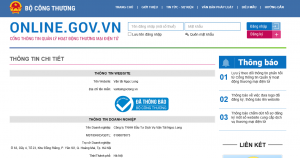 Thông báo website với Bộ Công thương